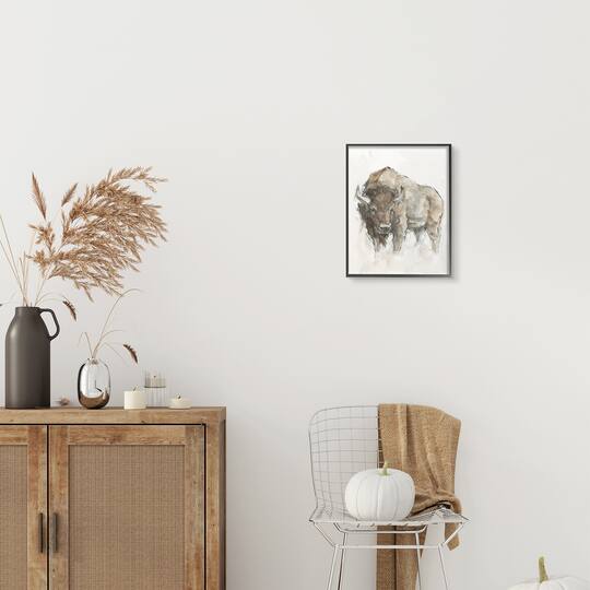 Stupell Industries Western American Buffalo Brown Country Animal Framed Wall Art